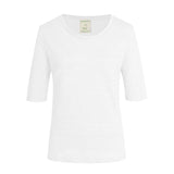 CHOCHENG意大利女装V领短袖汗衫简约宽松亚麻针织T恤上衣女