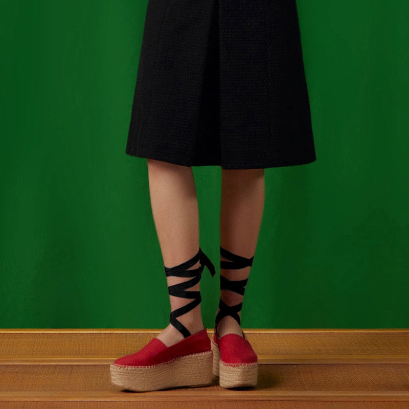 CHOCHENG西班牙绑带松糕厚底草编麻绳防水台亚麻女鞋