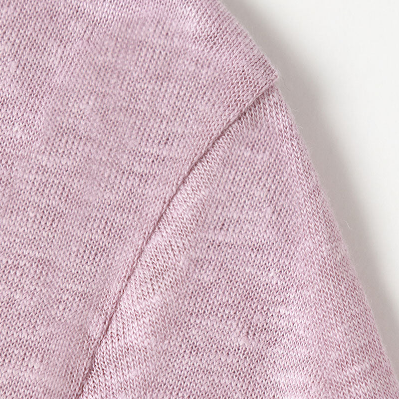 CHOCHENG意大利女装V领短袖汗衫简约宽松亚麻针织T恤上衣女