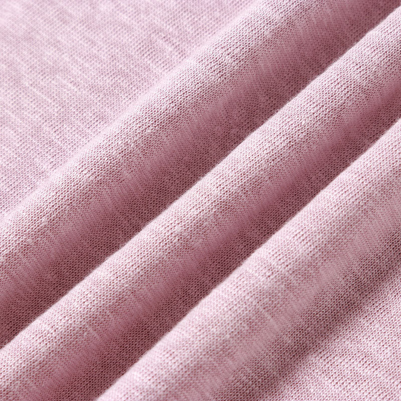 CHOCHENG意大利女装V领短袖汗衫简约宽松亚麻针织T恤上衣女