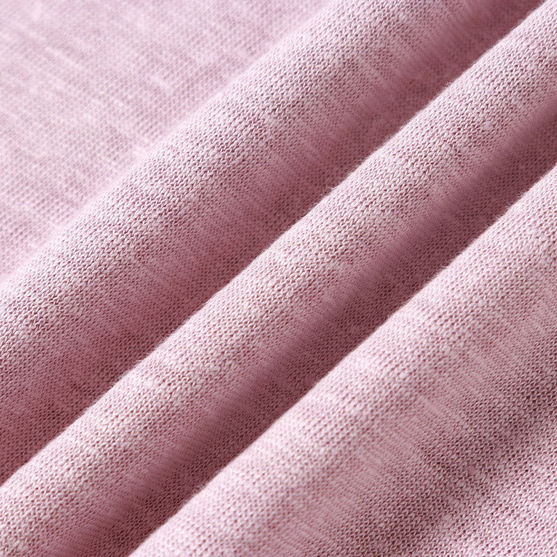 CHOCHENG意大利女装圆领短袖汗衫简约宽松亚麻针织T恤上衣女