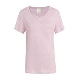 CHOCHENG意大利女装V领短袖汗衫简约宽松亚麻针织T恤上衣女