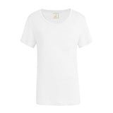 CHOCHENG意大利女装V领短袖汗衫简约宽松亚麻针织T恤上衣女