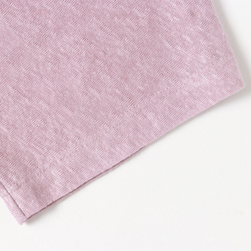 CHOCHENG意大利女装圆领短袖汗衫简约宽松亚麻针织T恤上衣女