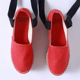 CHOCHENG西班牙绑带松糕厚底草编麻绳防水台亚麻女鞋