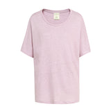 CHOCHENG意大利女装圆领短袖汗衫简约宽松亚麻针织T恤上衣女