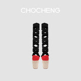 CHOCHENG西班牙绑带松糕厚底草编麻绳防水台亚麻女鞋