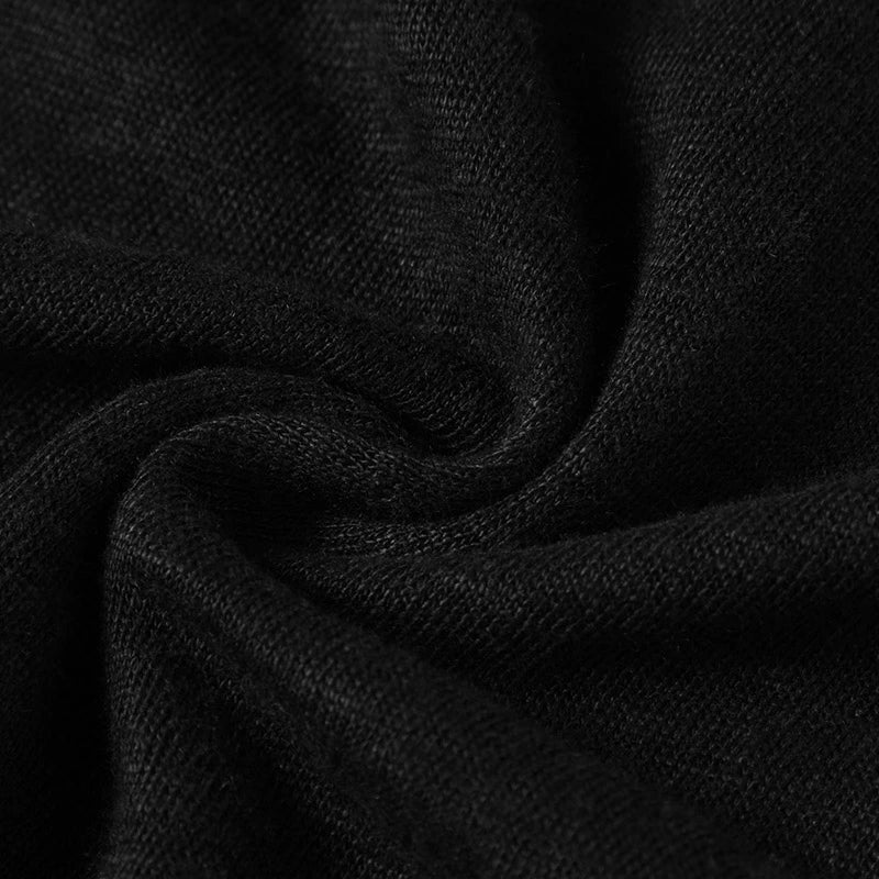 CHOCHENG意大利女装圆领短袖汗衫简约修身亚麻针织T恤黑色上衣女