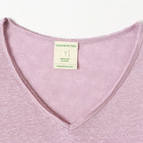 CHOCHENG意大利女装V领短袖汗衫简约宽松亚麻针织T恤上衣女