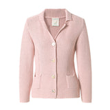 CHOCHENG意大利女装翻领长袖针织衫修身显瘦纯色开衫外套纯棉上衣