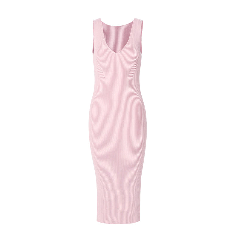 【时装周同款】CHOCHENG意大利女装v领修身连衣裙显瘦手编针织裙