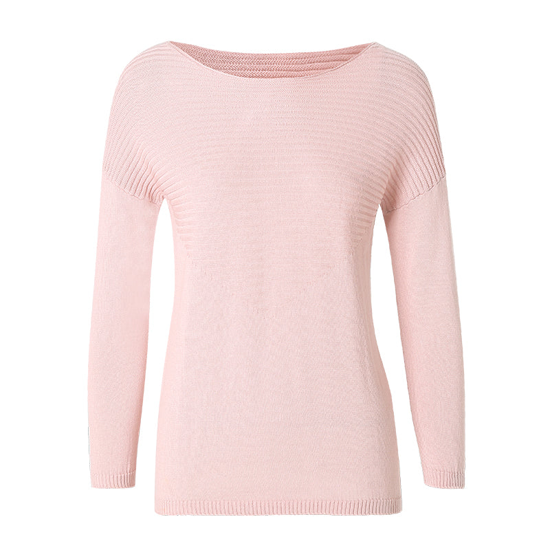 CHOCHENG意大利女装圆领长袖宽松毛衣针织衫心形纯色打底衫纯棉