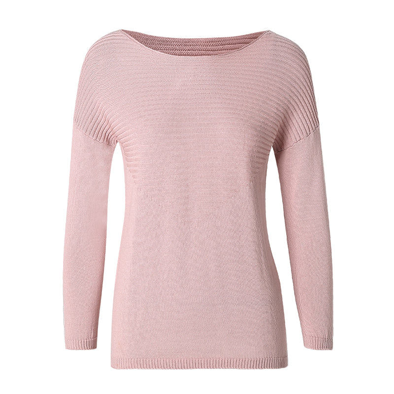 CHOCHENG意大利女装圆领长袖宽松毛衣针织衫心形纯色打底衫纯棉