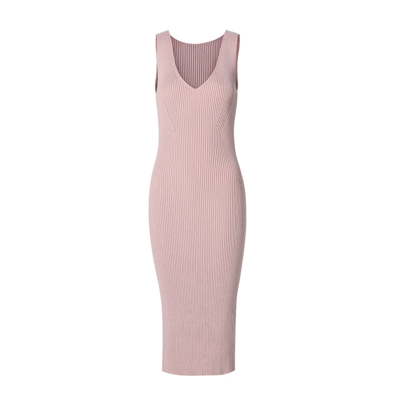 【时装周同款】CHOCHENG意大利女装v领修身连衣裙显瘦手编针织裙