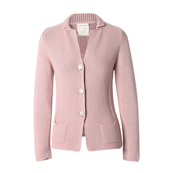 【时装周同款】CHOCHENG意大利女装翻领长袖针织外套修身手编开衫