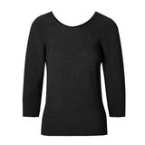 CHOCHENG意大利女装圆领长袖针织衫直筒纯色打底衫纯棉针织上衣