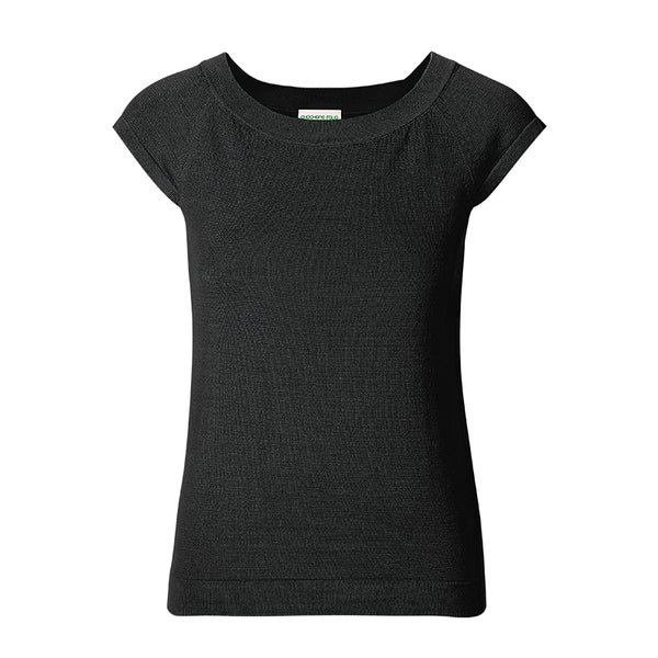 【时装周同款】CHOCHENG意大利女装简约盖袖纯棉修身圆领针织衫