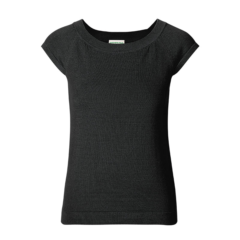 【时装周同款】CHOCHENG意大利女装简约盖袖纯棉修身圆领针织衫