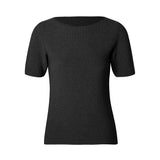 CHOCHENG意大利女装圆领短袖针织衫直筒纯色简约打底衫纯棉上衣