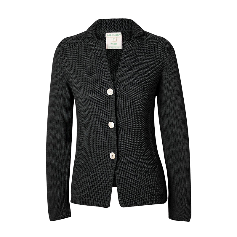 【时装周同款】CHOCHENG意大利女装翻领长袖针织外套修身手编开衫