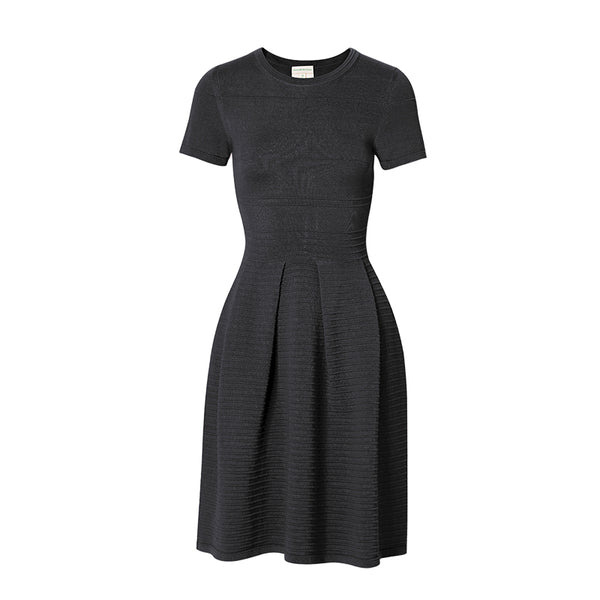 【时装周同款】CHOCHENG意大利女装气质短袖连衣裙棉优雅针织伞裙