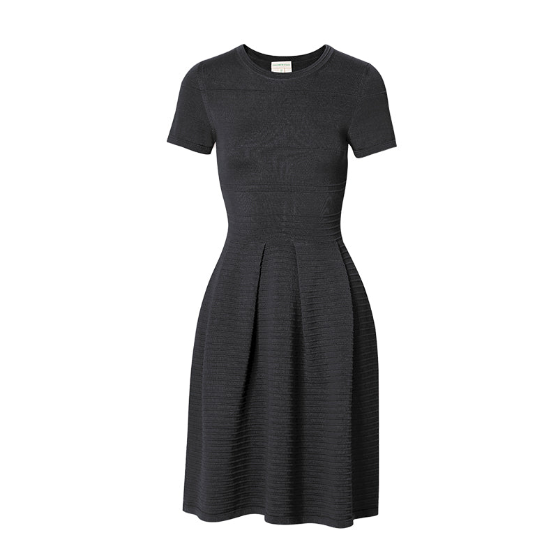 【时装周同款】CHOCHENG意大利女装气质短袖连衣裙棉优雅针织伞裙