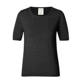 CHOCHENG意大利女装圆领短袖修身针织衫套头纯色打底T恤纯棉上衣