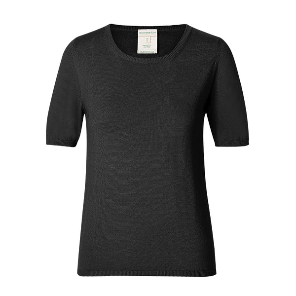 CHOCHENG意大利女装圆领短袖修身针织衫套头纯色打底T恤纯棉上衣