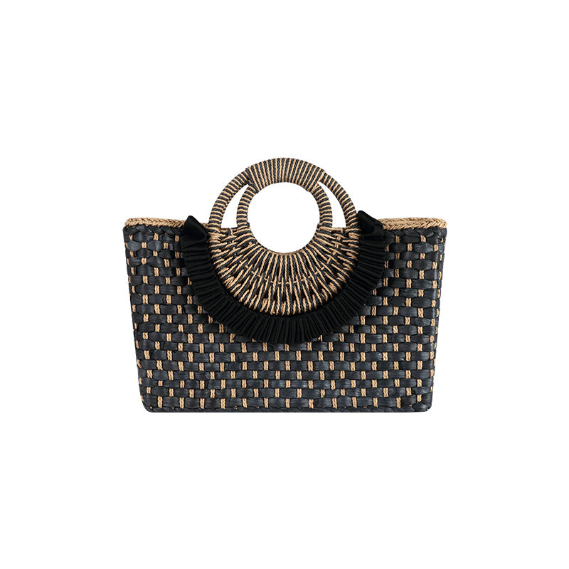 【纽约时装周】CHOCHENG英国女包文艺复古编织包度假风手提草编包