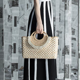 【纽约时装周】CHOCHENG英国女包文艺复古编织包度假风手提草编包