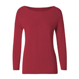 CHOCHENG意大利女装圆领长袖宽松毛衣针织衫心形纯色打底衫纯棉