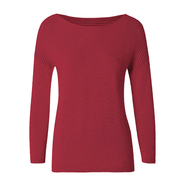 CHOCHENG意大利女装圆领长袖宽松毛衣针织衫心形纯色打底衫纯棉