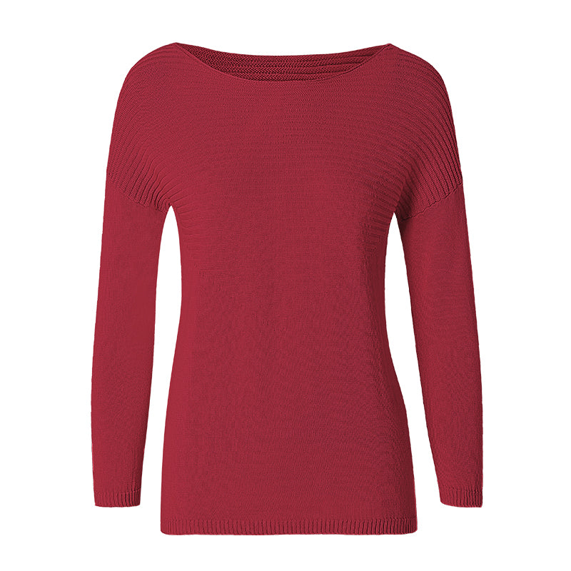 CHOCHENG意大利女装圆领长袖宽松毛衣针织衫心形纯色打底衫纯棉