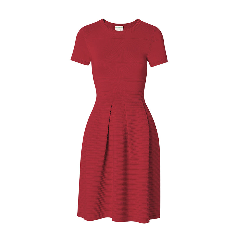 【时装周同款】CHOCHENG意大利女装气质短袖连衣裙棉优雅针织伞裙