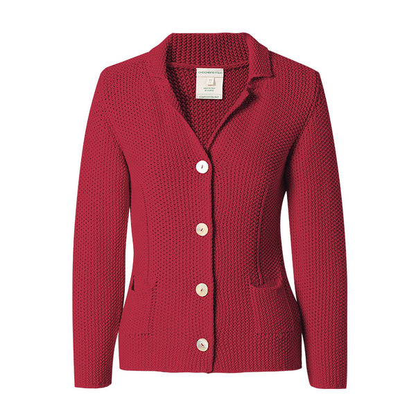 CHOCHENG意大利女装翻领长袖针织衫修身显瘦纯色开衫外套纯棉上衣