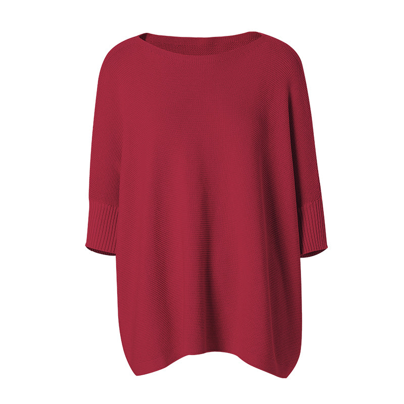 【时装周同款】CHOCHENG意大利女装一字领蝙蝠袖手编纯棉针织衫女