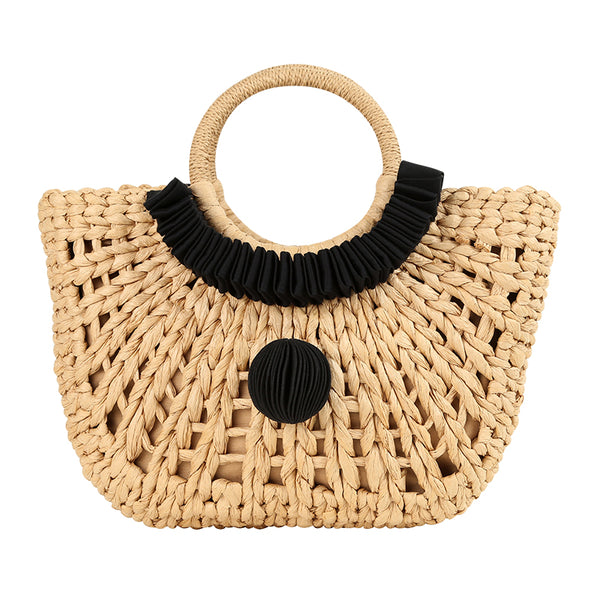 CHOCHENG英国女包文艺简约复古草编包度假风手提草藤编包