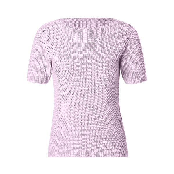 CHOCHENG意大利女装圆领短袖针织衫直筒纯色简约打底衫纯棉上衣