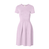 【时装周同款】CHOCHENG意大利女装气质短袖连衣裙棉优雅针织伞裙