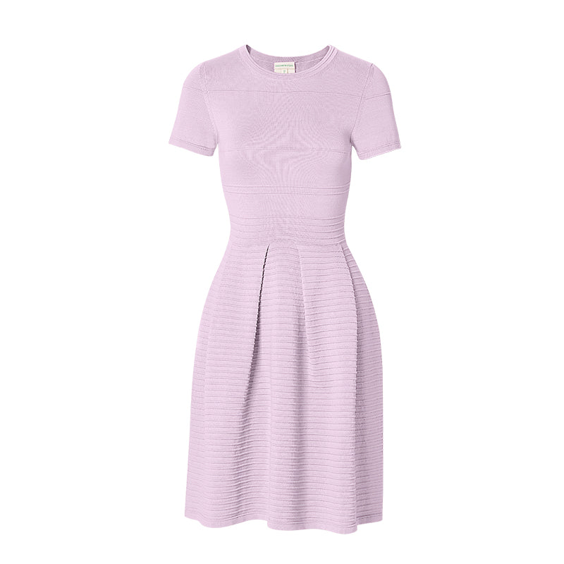 【时装周同款】CHOCHENG意大利女装气质短袖连衣裙棉优雅针织伞裙