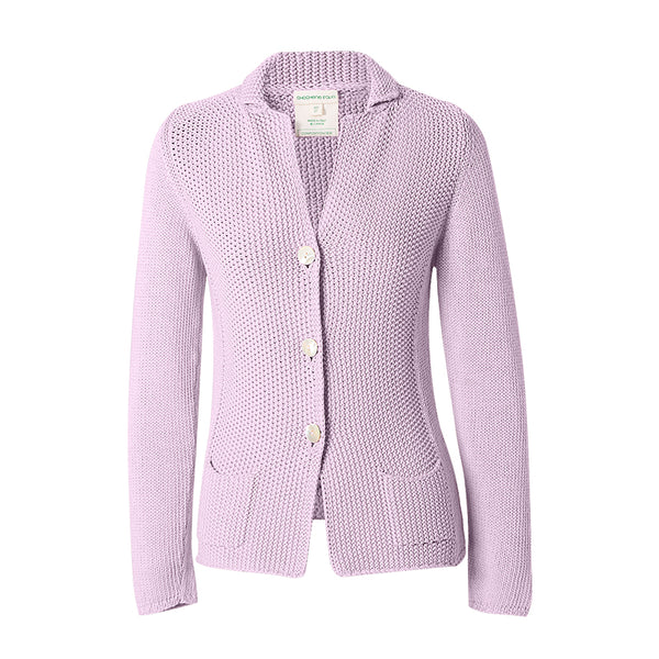 【时装周同款】CHOCHENG意大利女装翻领长袖针织外套修身手编开衫